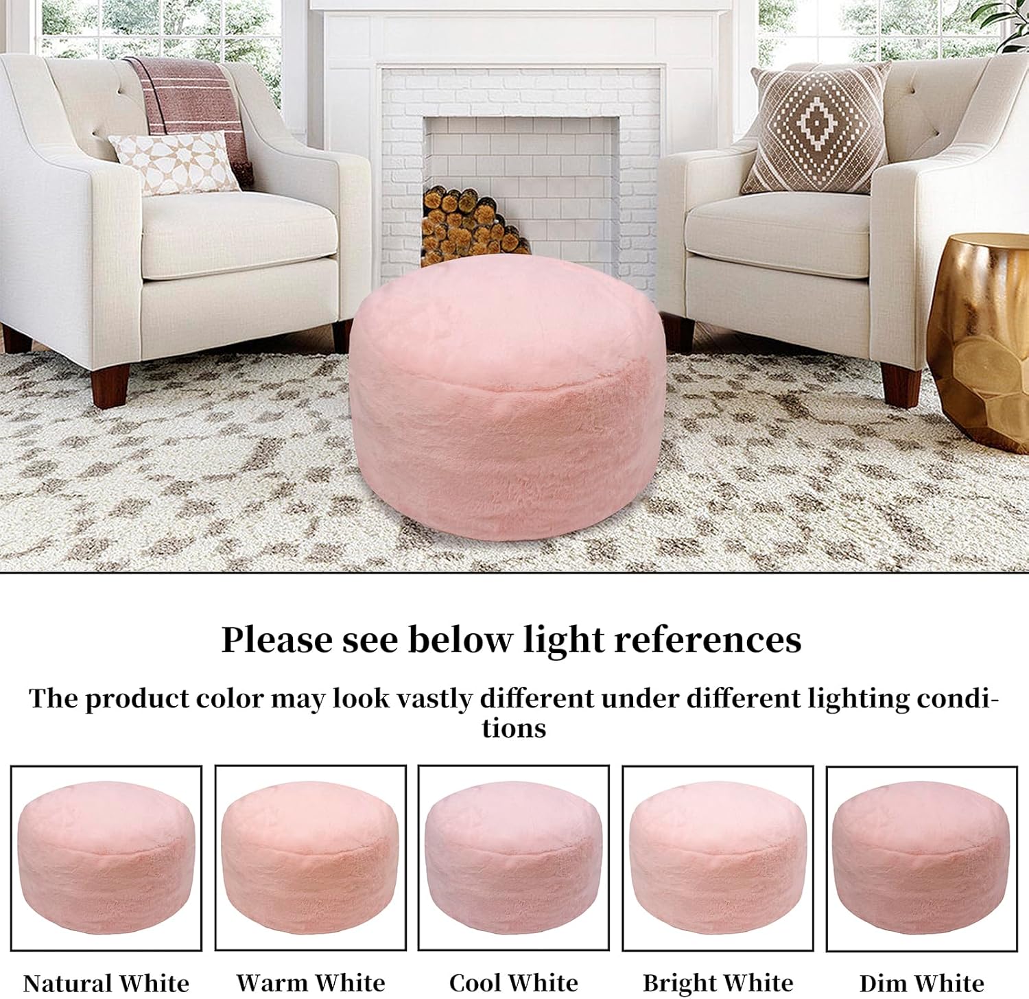 GLAXYFUR Funda de puf sin relleno, taburete de piel sintética, solución de almacenamiento de 20 x 12 pulgadas, puf (sin relleno), reposapiés para