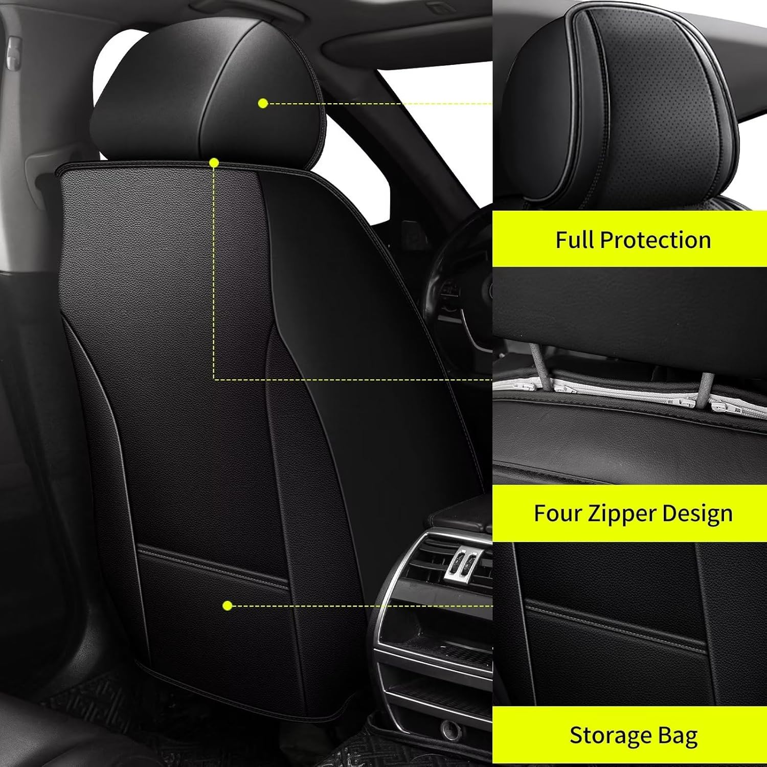 Juego completo de fundas de asiento de automóvil para Ford Ranger 2019-2024, protector de asiento de cuero transpirable impermeable con bolsa de