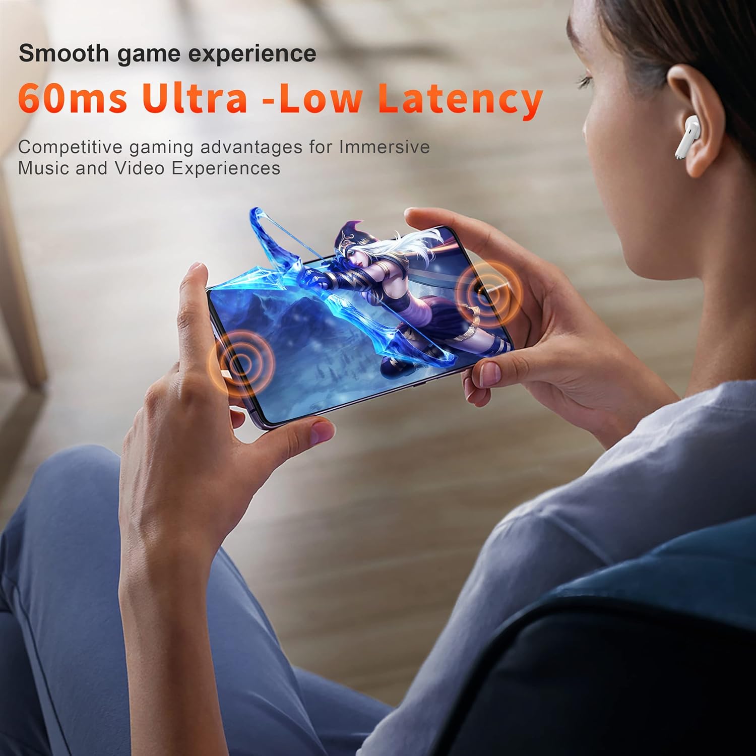 Auriculares inalámbricos, QERE E28 blanco nuevo TWS Bluetooth 5.3, micrófono HD, auriculares de alta fidelidad, controlador de 0.512 in, latencia