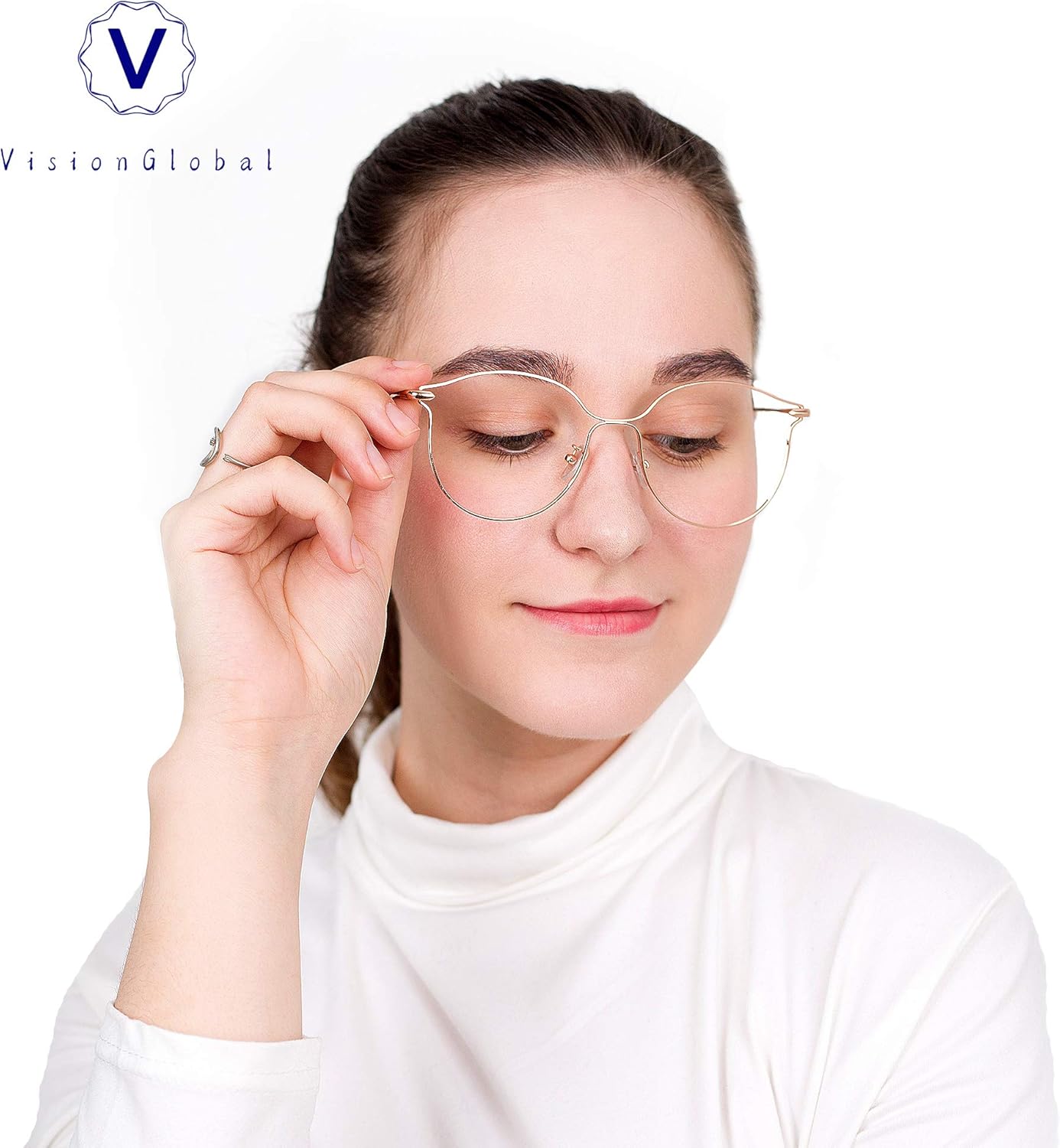 VisionGlobal Lentes de bloqueo de luz azul para mujer, antifatiga ocular, lectura en computadora, elegante marco ovalado