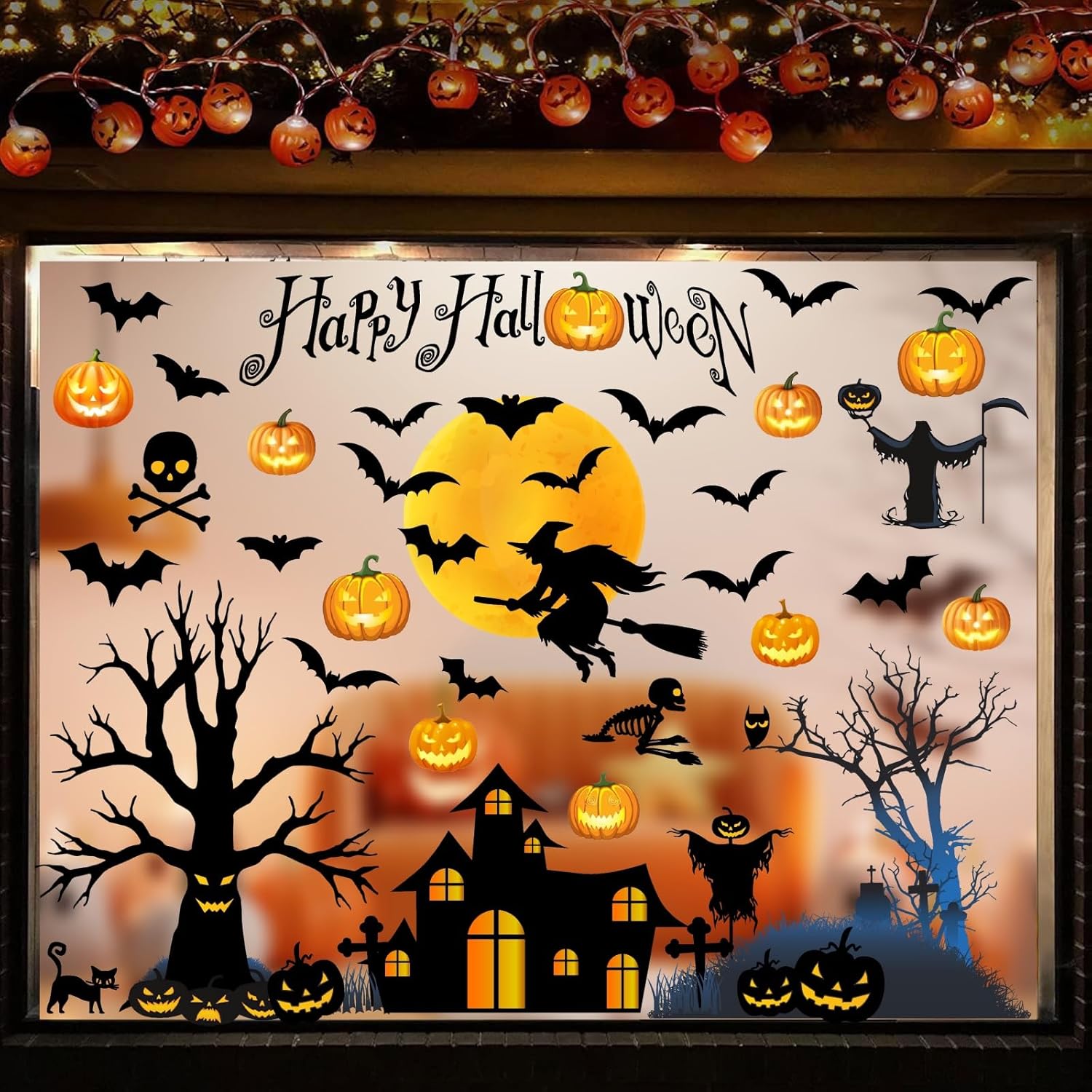 Calcomanías de pared de Halloween, calcomanías de murciélago volador aterrador, decoración de pared, calcomanía de pared de Halloween, casa