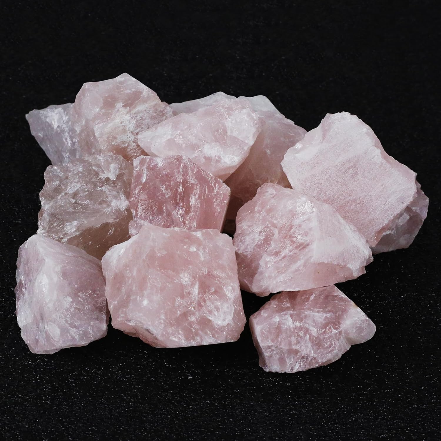 Rocas de cuarzo rosa para vasos de roca, piedras de cristal crudo natural para tocar rocas, funciona para cualquier vaso de roca, 1 librabolsa..