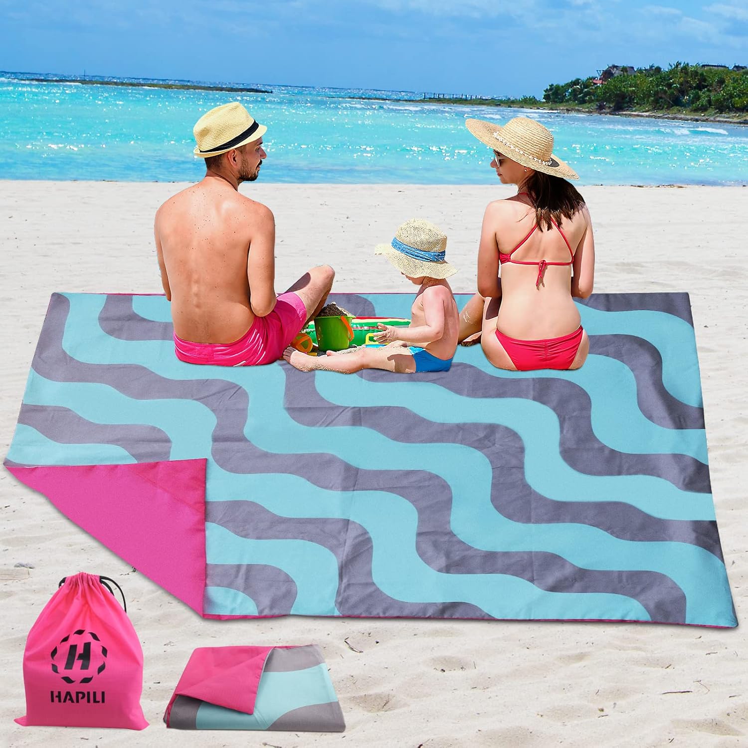 HIPILI – Manta de playa de 78 x 56 pulgadas, manta de picnic, manta grande de campamento para viajes, senderismo al aire libre, manta ligera y
