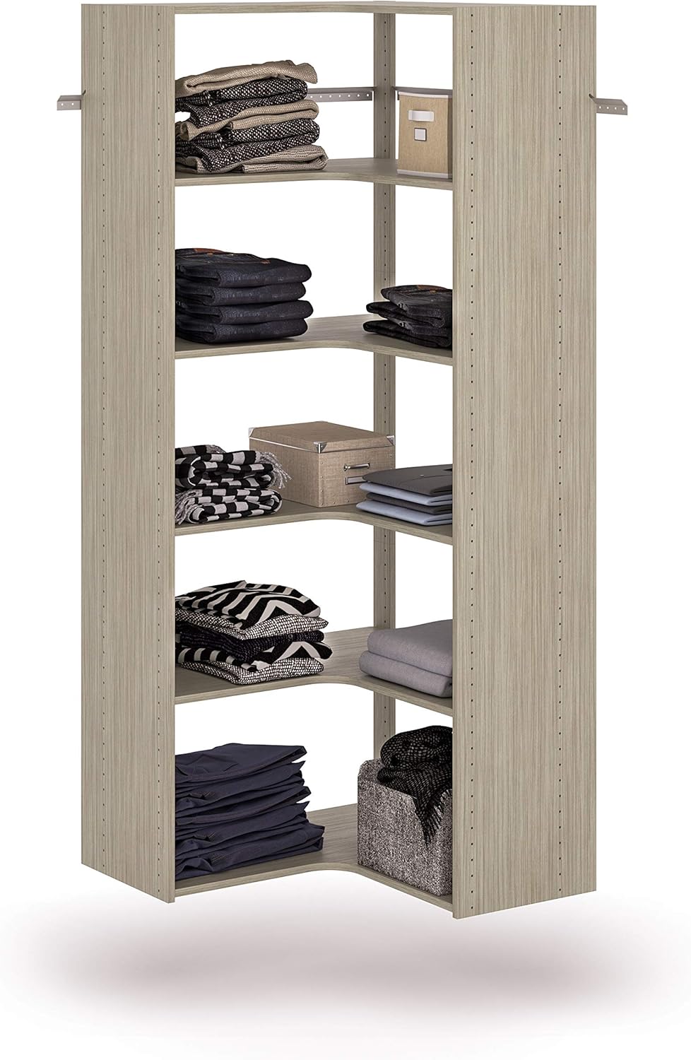 Easy Track PH42-CG – Kit de almacenamiento de ropa con torre de esquina ajustable, organizador de armario, gris desgastado