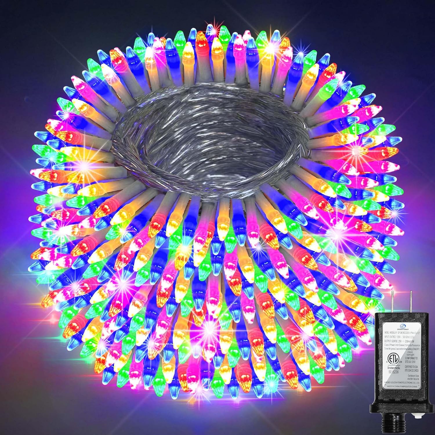 Luces de Navidad de 509 pies para exteriores, 1350 luces LED para decoración de árbol de Navidad con 8 modos y memoria de temporizador, cable