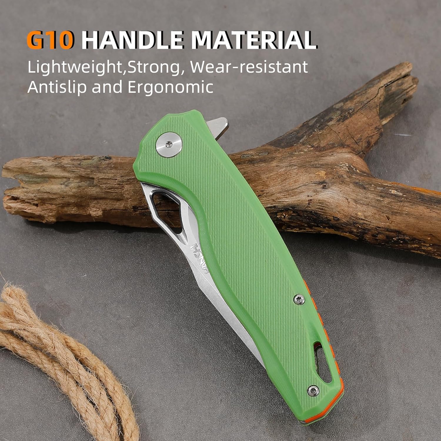 HANSHI Cuchillo de bolsillo plegable y afilado de hoja de acero D2 G10 de alta calidad con clip para hombres, cuchillo táctico de afeitar para