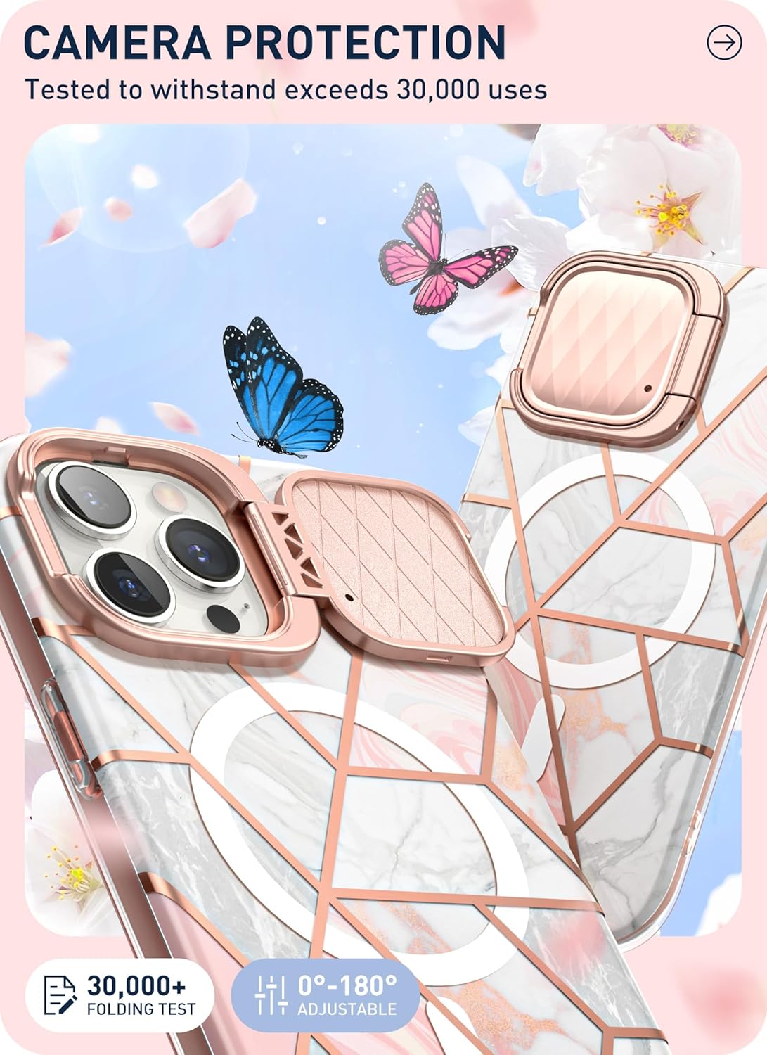 i-Blason Cosmo Mag – Funda para iPhone 15 Pro con soporte para cámara, compatible con MagSafe Funda protectora delgada y elegante de cuerpo completo