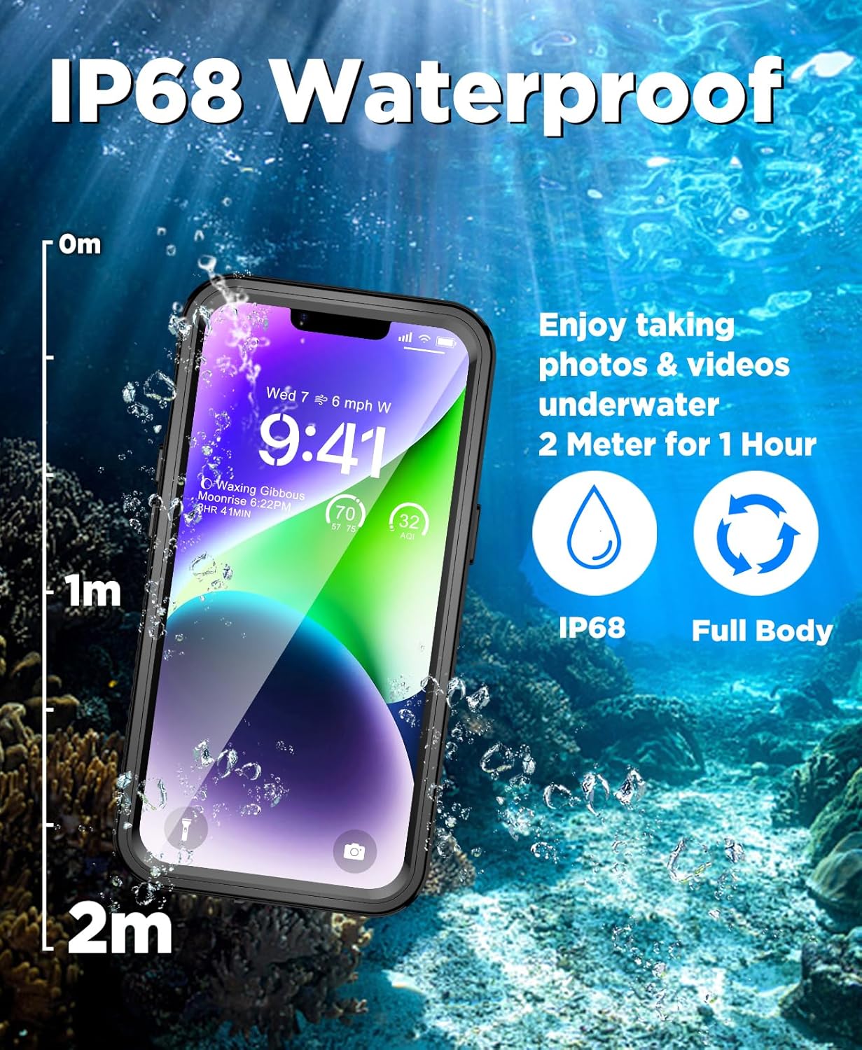 Unitedtime – Funda magnética para iPhone 14 impermeable con protector de pantalla integrado, compatible con MagSafe a prueba de golpes, a prueba de