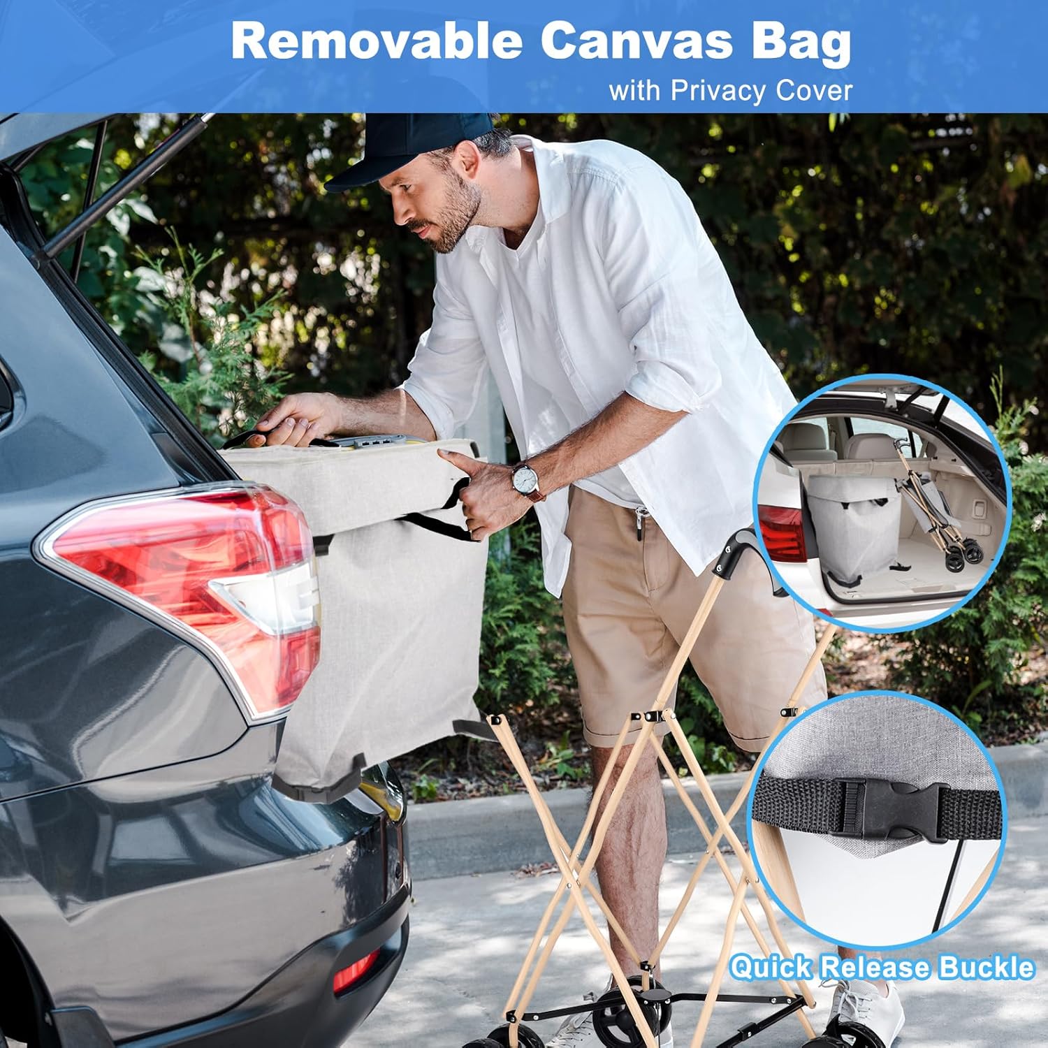 Carrito de compras con ruedas, carrito de compras portátil para comestibles, carrito plegable resistente de almacenamiento con ruedas de hasta 130