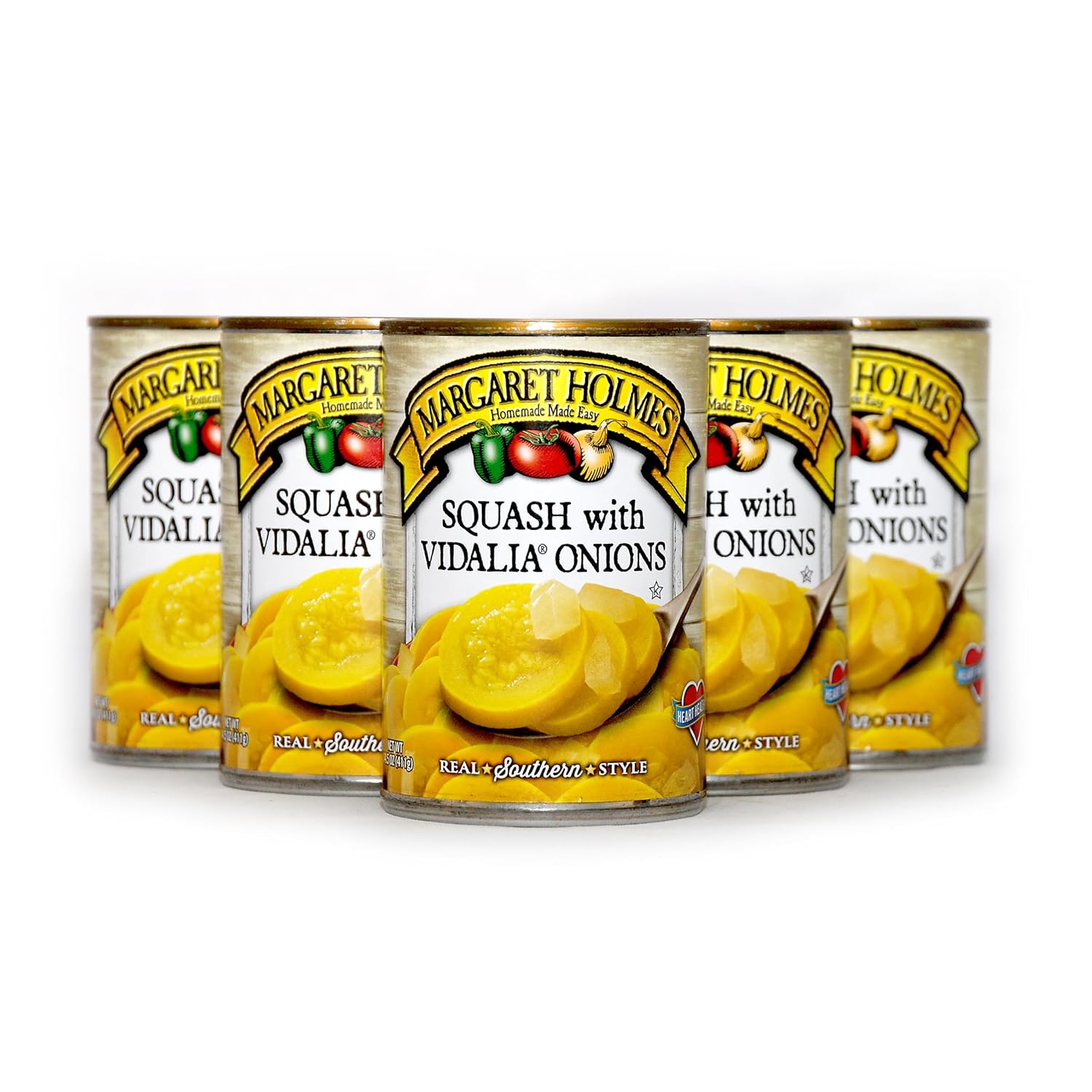 Margaret Holmes Calabaza con cebollas Vidalia, lata de 14.5 onzas, (paquete de 6) con una tarjeta de recetas JFS