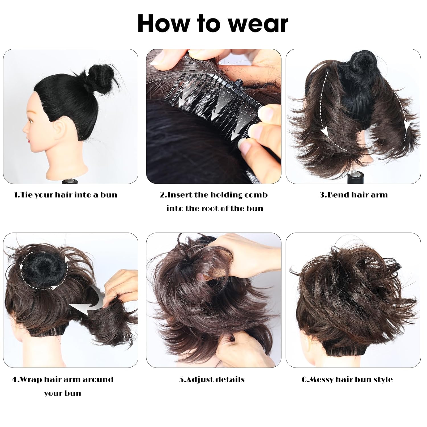 Extensión de cabello con moño desordenado, cola de caballo con peine lateral, color rubio champán, extensión de cola de caballo sintética para mujer