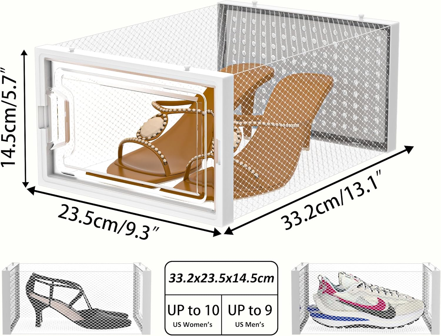 HOMIDEC Paquete de 12 cajas de almacenamiento de zapatos, organizador de zapatos para armario, caja de zapatos apilable de plástico transparente,