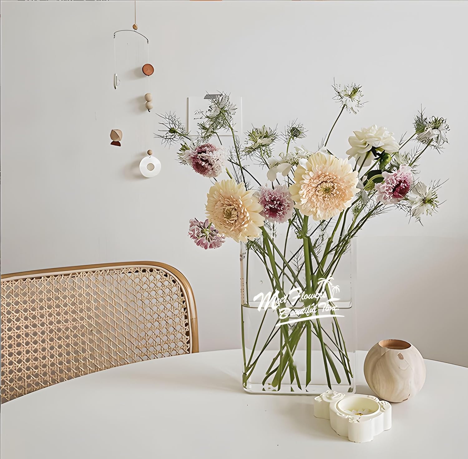 Florero para flores, florero para decoración de habitación, bonito jarrón acrílico, regalos únicos para mujeres, jarrón estético moderno para