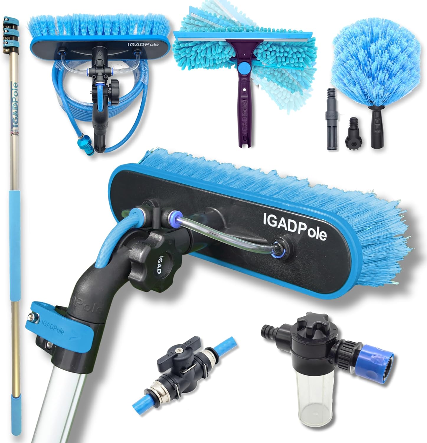 IGAD Pole Kit de limpieza de ventanas de 12 pies (11.8 ft), kit de limpieza de ventanas – Escobilla de escobilla de escobilla de escobilla de agua,