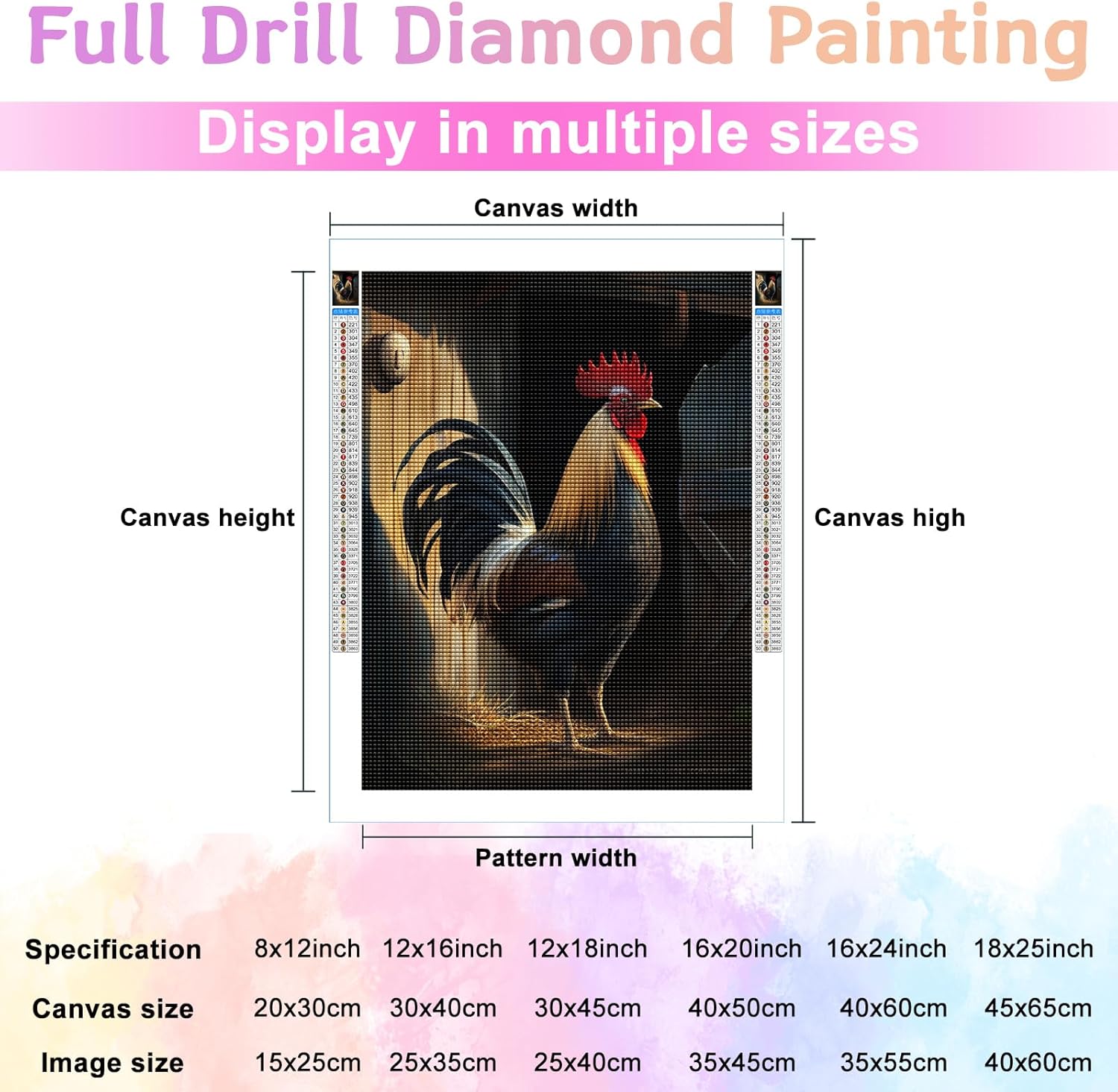 Kits de pintura de diamantes 5D para bricolaje, animales coloridos, taladro completo, kits de pintura de diamantes, arte de diamantes de animales,