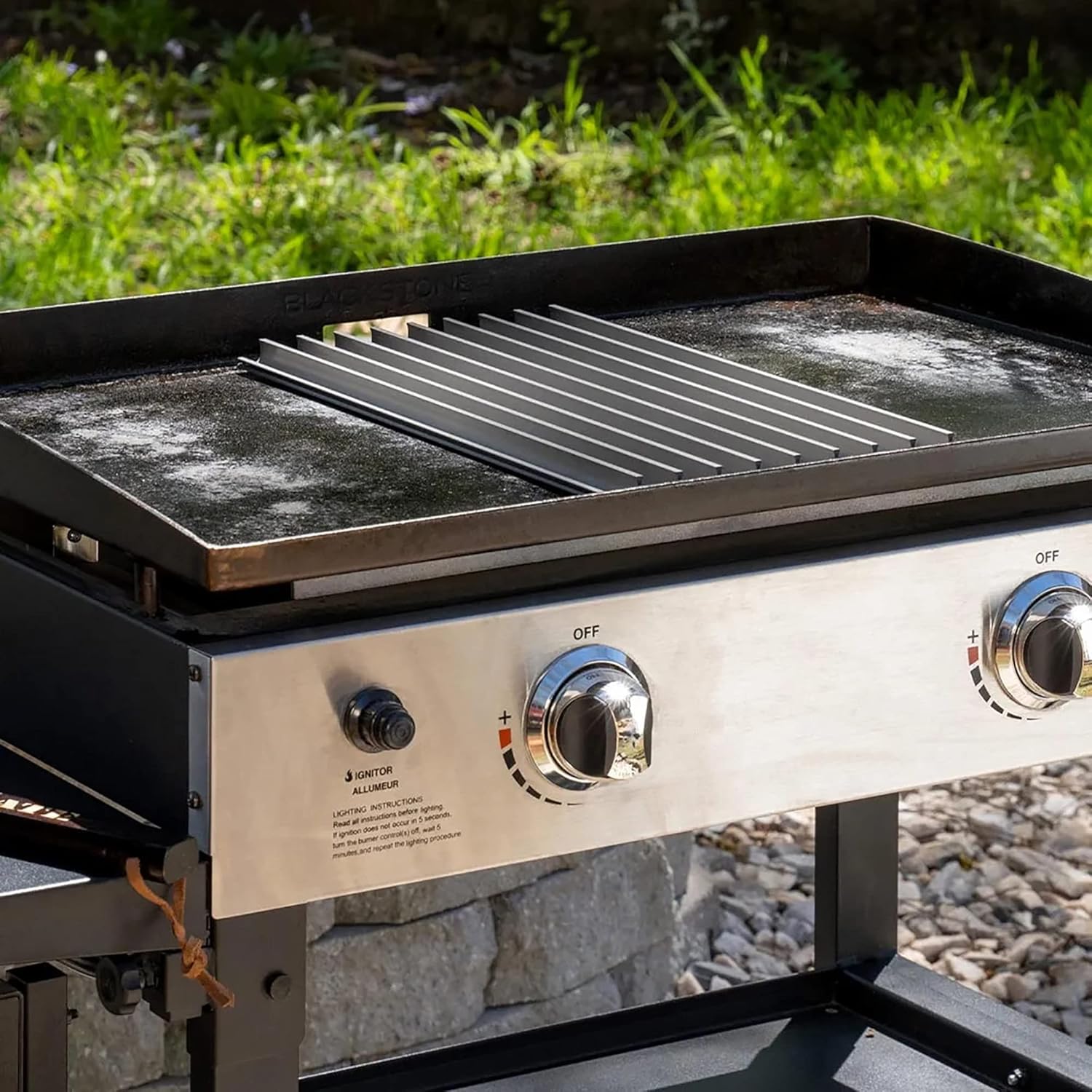 GrillGrate – Rejillas de parrilla para Blackstone – 15 pulgadas de profundidad por 9.25 pulgadas de ancho – Sear’NSizzle GrillGrate para Blackstone