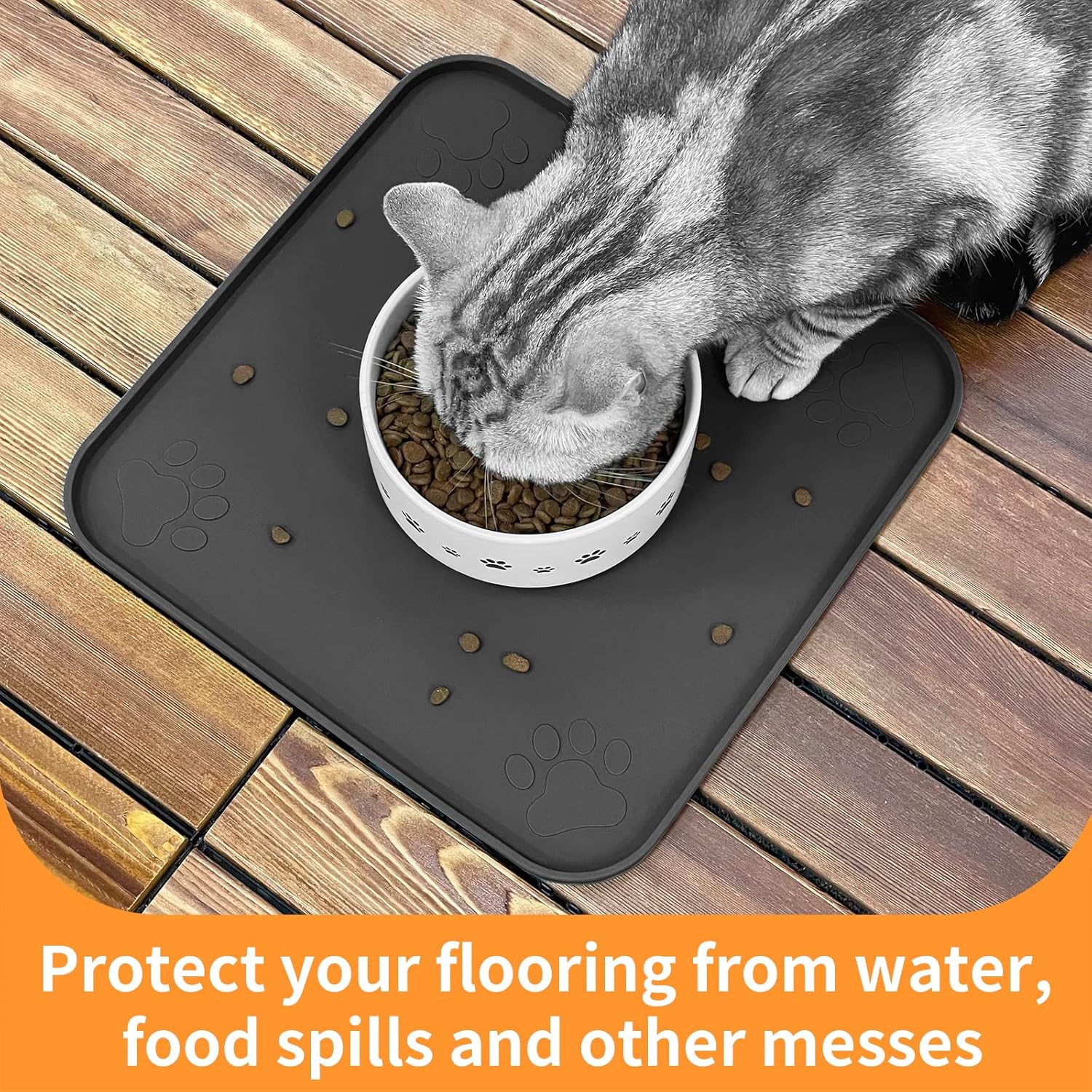 2 manteles individuales de silicona para perros y gatos, antideslizante, impermeable, para evitar el desbordamiento de alimentos y agua, bandeja de