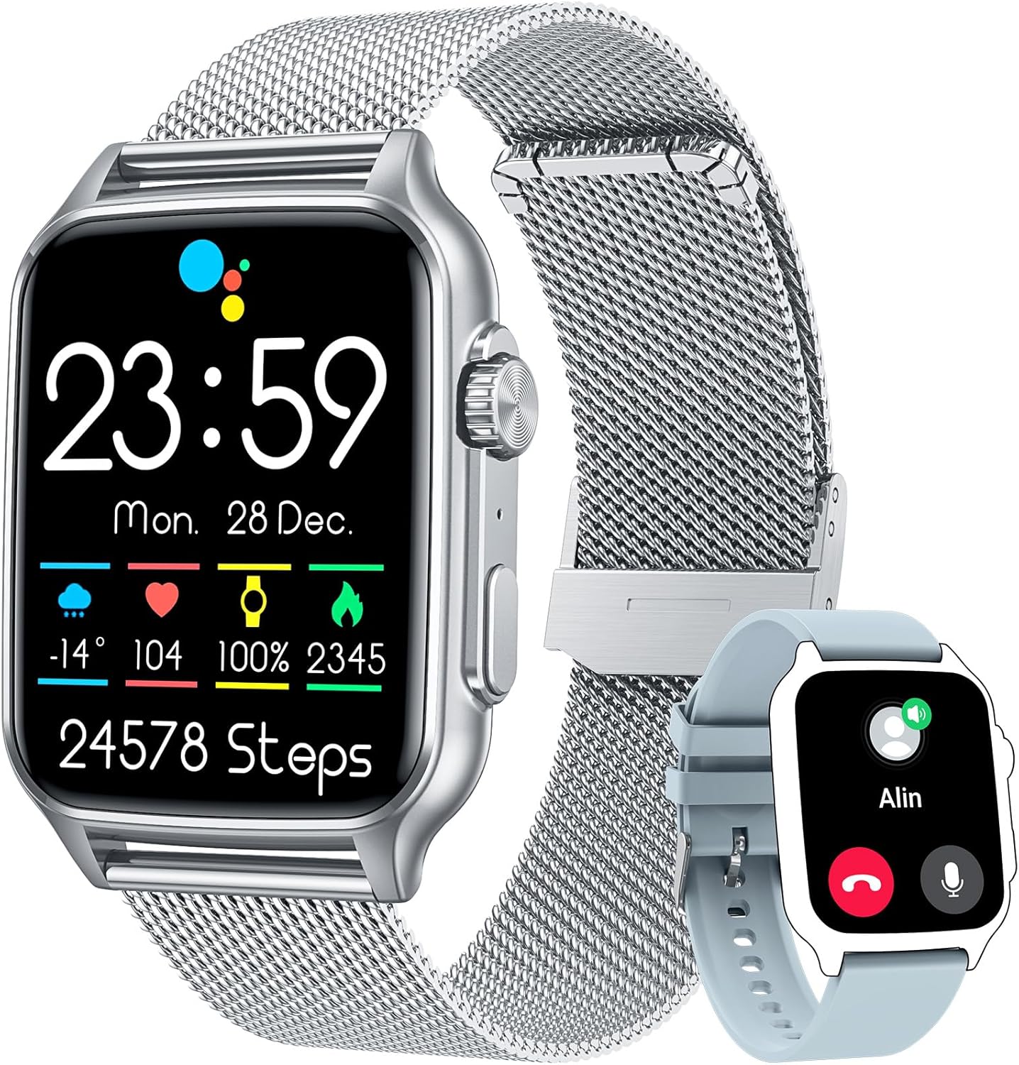 Reloj inteligente para hombre, rastreador de actividad física relojes con pantalla táctil de 2.0 pulgadas, resistente al agua, para llamadas,