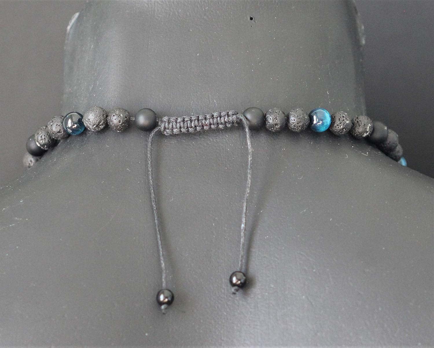 Men’s Cross Necklace Natural Blue Tiger Eye Black Onyx Lava Beaded Long Crystal Protection Healing Gemstone Necklace Christmas Gift For Him