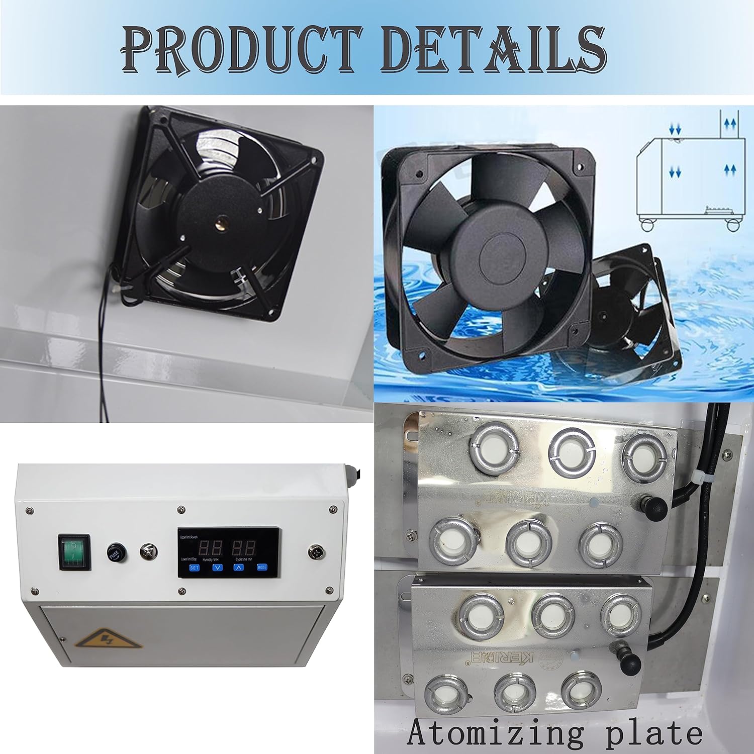 Humidificador ultrasónico comercial Enfriador Pulverizador 13.2 lbsh Industrial Portable Fog Maker Gran Volumen 400-1000 Pies Cuadrados