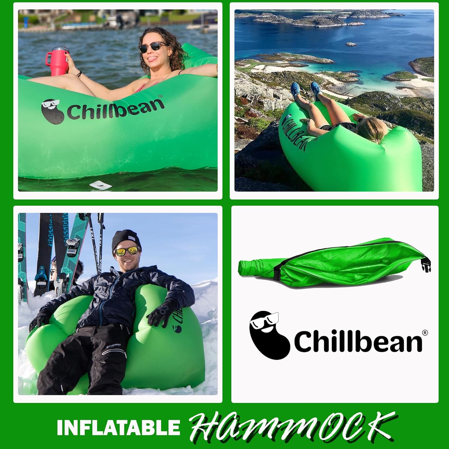 CHB-1 – Tumbona inflable, tumbona inflable con almohada, sofá inflable de playa, sofá de nailon de una sola capa antifugas para campamento al aire