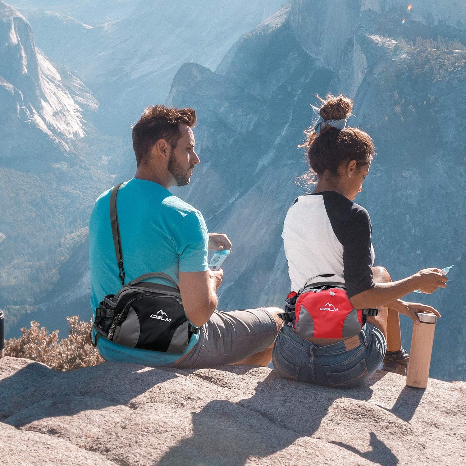 Riñonera de senderismo con soporte para botella de agua para hombres y mujeres al aire libre, caminar, correr, lumbar compatible con teléfonos