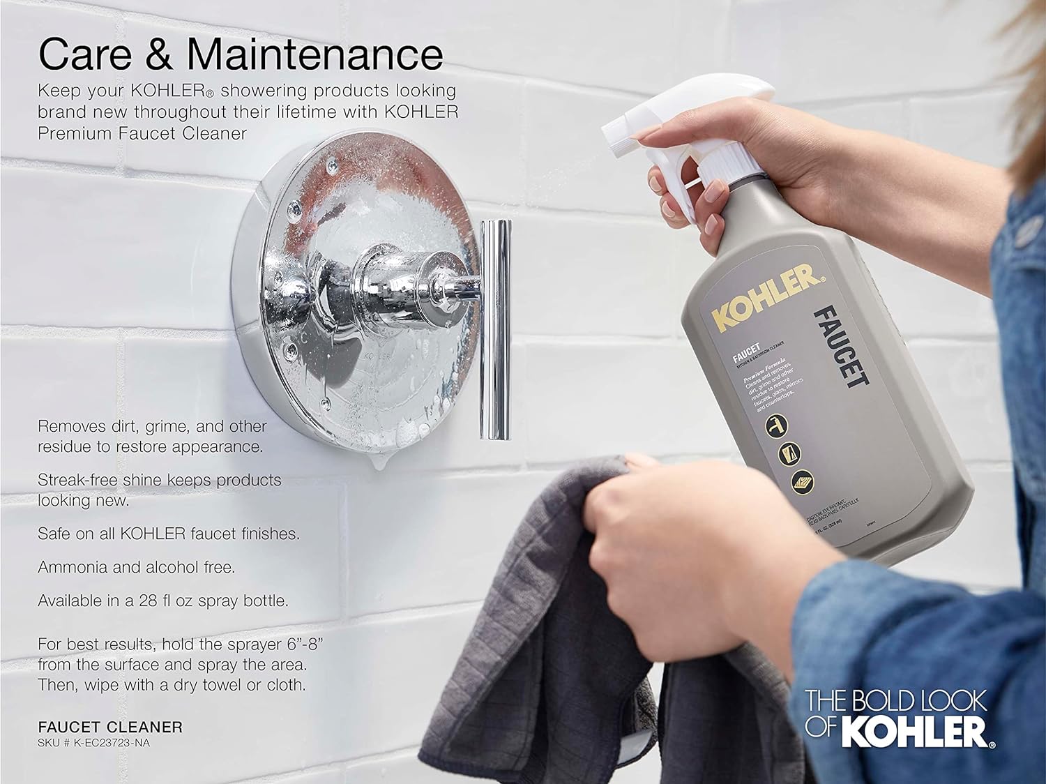 KOHLER 22163-PB Bancroft – Ducha de mano multifunción con 3 ajustes de pulverización, 2.5 GPM, latón pulido vibrante