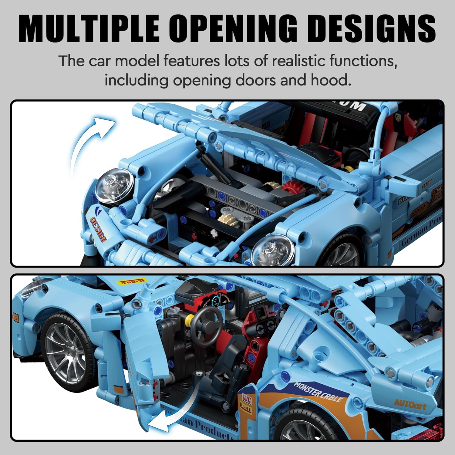 Kit de construcción de autos deportivos para adultos, juego de bloques de construcción desafiantes MOC 114, auto de carreras, regalos de súper autos