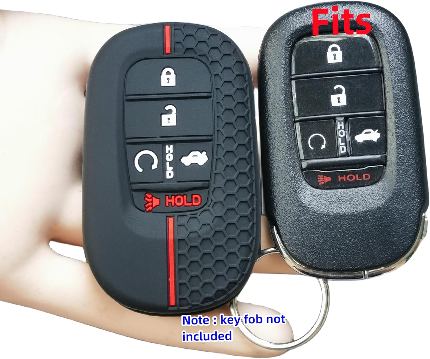 RUNZUIE 2 fundas de silicona para llavero inteligente de 5 botones para Honda Accord Civic Pilot HR-V CR-V Sport SI EX EX-L Touring 2022 2023 2024