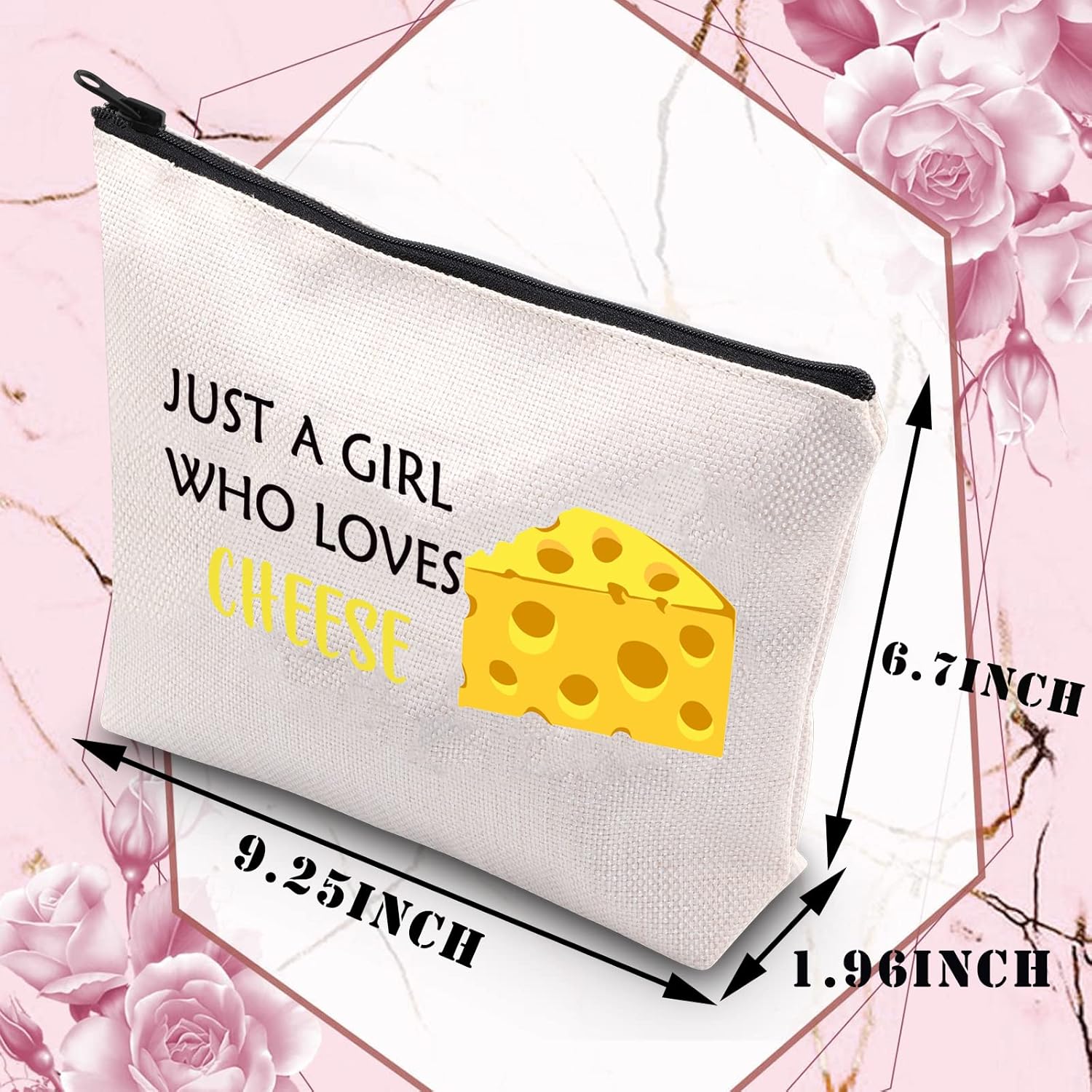 BDPWSS Regalos de queso para mujeres, regalos para amantes del queso, simplemente una chica que ama el queso, bolsa de cosméticos para amantes de la