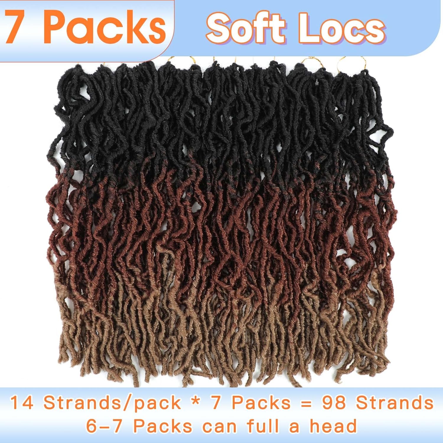 Rastas de cabello sintético de ganchillo, extensiones suaves de 22 pulgadas, 7 paquetes de rastas suaves preenrolladas para mujeres negras,