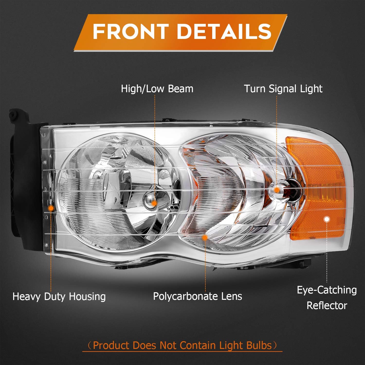 Conjunto de faros delanteros para Dodge para Ram 1500 2002-2005 para Dodge para Ram 2500 2003-2005 para Dodge para Ram 3500 2003-2005, carcasa