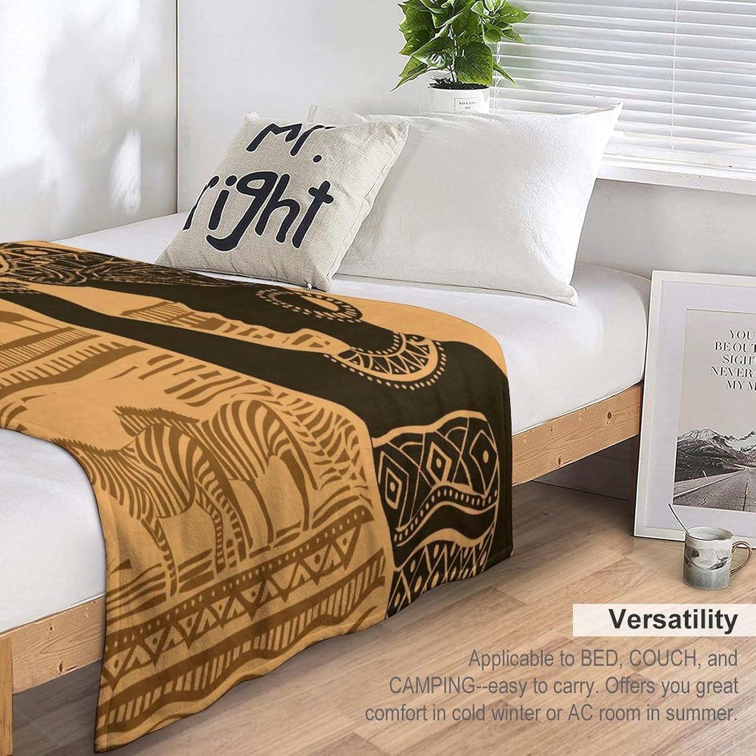 Manta de mujer afroamericana con animales salvajes de naturaleza y animales salvajes, para cama, sofá, sillón de doble cara, silla de oficina,