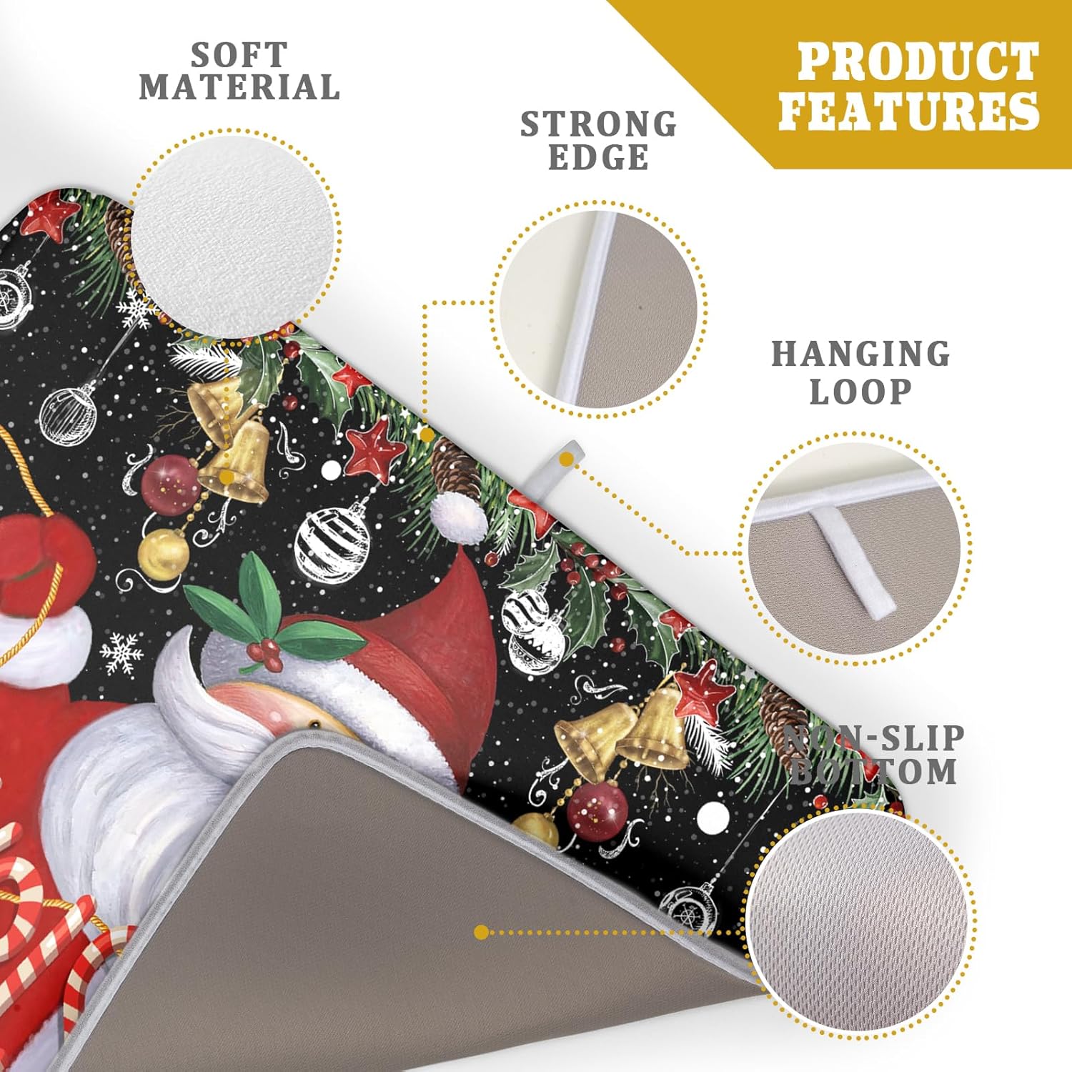 Tapete absorbente para secar platos, tapete de platos de Navidad de Papá Noel para encimeras de cocina, 18 x 24 pulgadas, escurridor de platos de