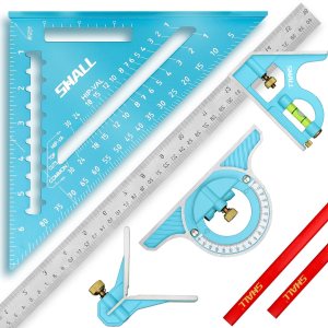 SHALL Rafter – Juego de herramientas cuadradas y cuadradas combinadas, cuadrado de carpintero de aleación de aluminio de 7 pulgadas y 16 pulgadas de SHALL Rafter – Juego de herramientas cuadradas y cuadradas combinadas, cuadrado de carpintero de aleación de aluminio de 7 pulgadas y 16 pulgadas de