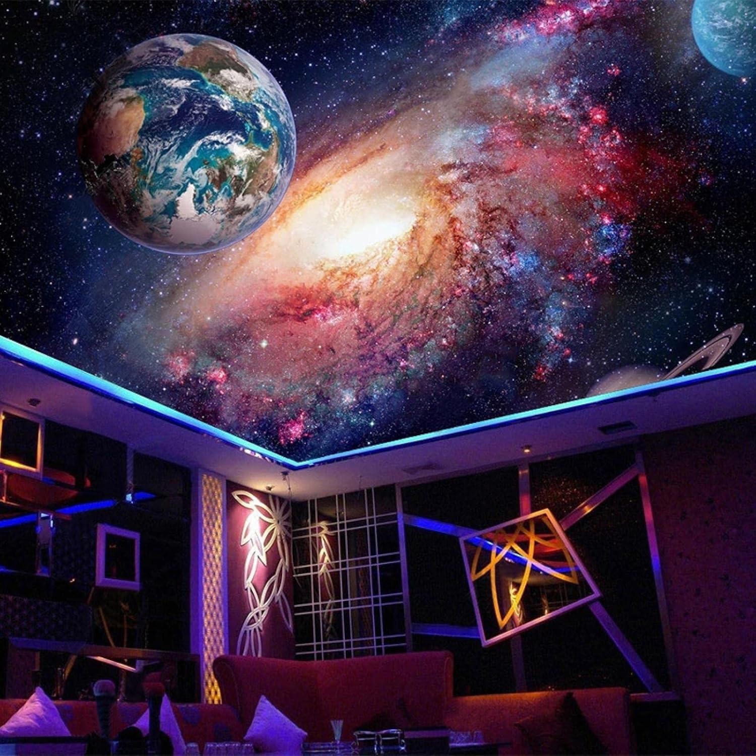 Beautiful Earth Wallpapers – Mural de pared grande 3D de espacio oscuro, removible, autoadhesivo, calcomanía de pared para niños, niñas, dormitorio,