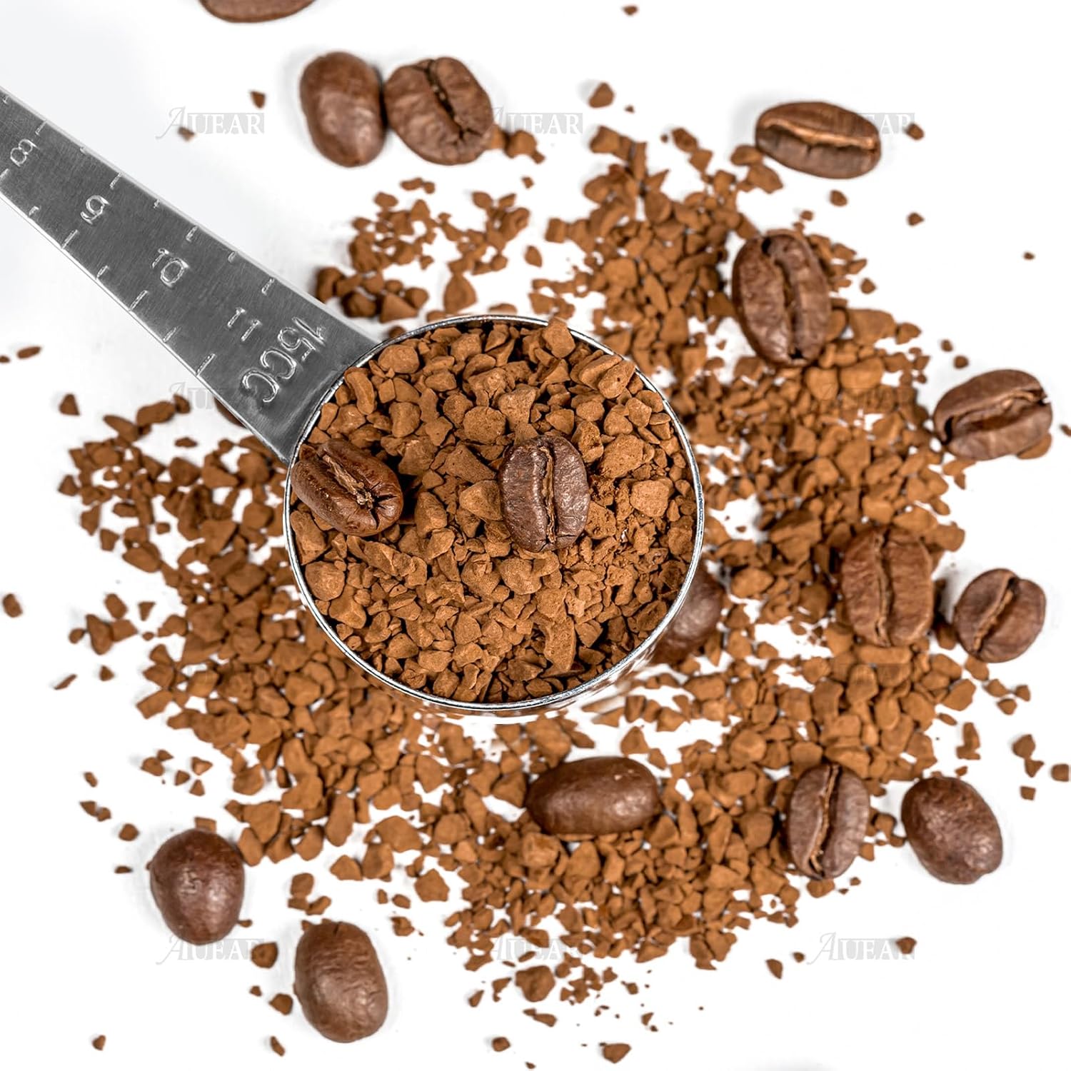 AUEAR, Endurance – Cuchara medidora de café de acero inoxidable, 1 cucharada y 1 cucharadita de mango largo con marca de garrapata para té y azúcar