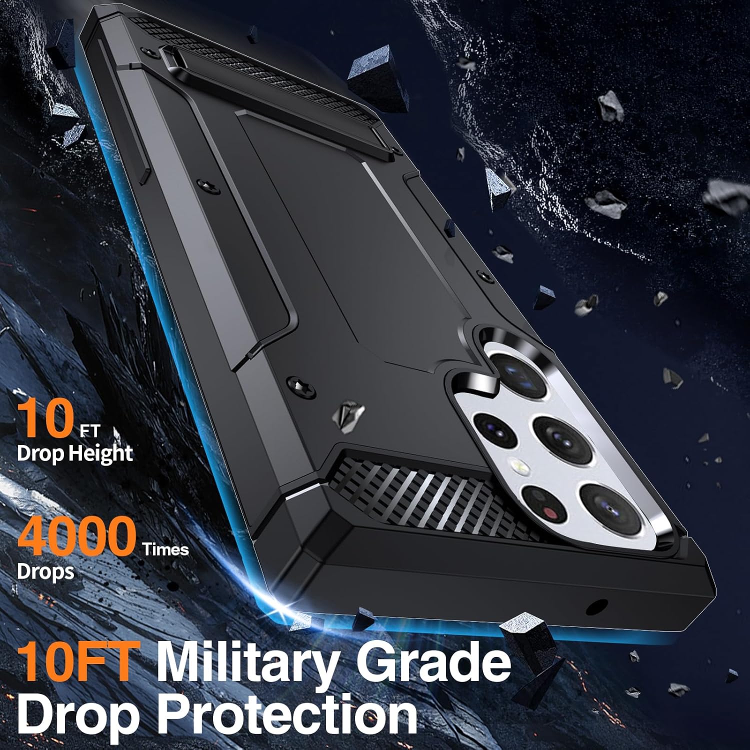 Asuwish Funda de teléfono para Samsung Galaxy S22 Ultra 5G con protector de pantalla de vidrio templado y soporte delgado y resistente cubierta