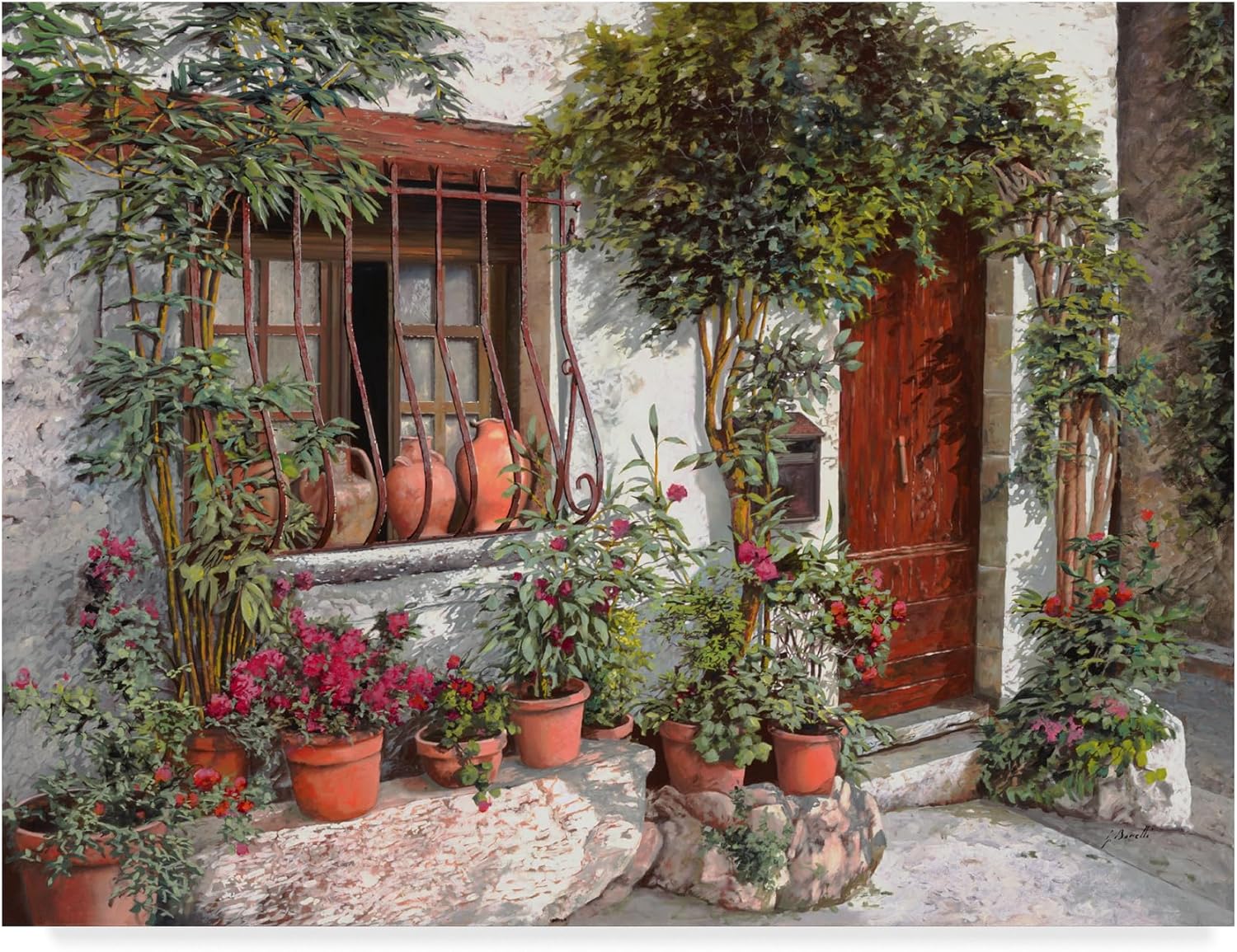 Guido Borelli ‘I Vasi Dietro La Grata’ Canvas Art