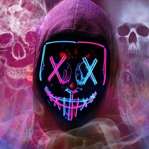 Máscara brillante de Halloween con luz LED, máscara de miedo, regalo para niños y niñas, festival, cosplay, disfraz de Halloween, fiesta de máscaras Máscara brillante de Halloween con luz LED, máscara de miedo, regalo para niños y niñas, festival, cosplay, disfraz de Halloween, fiesta de máscaras