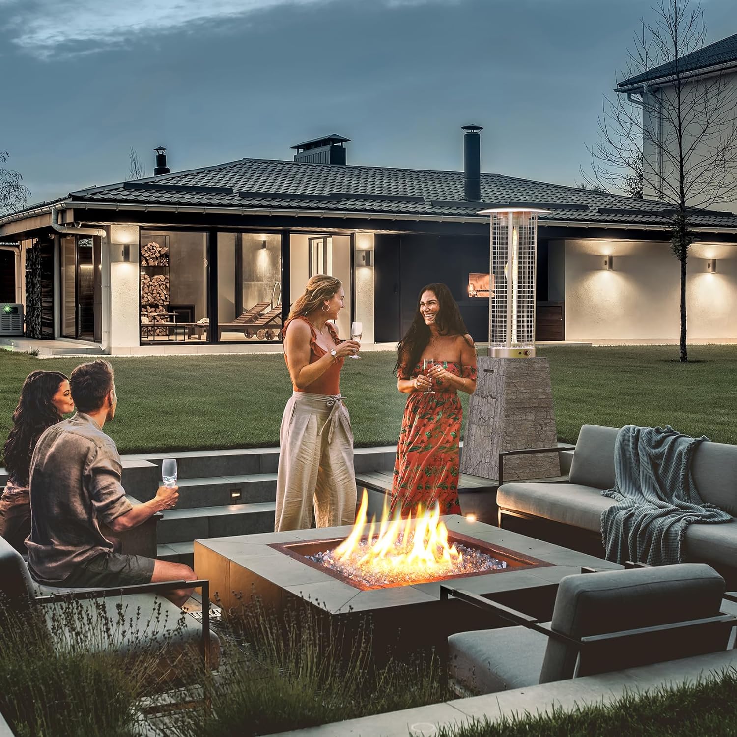 onlyfire – Anillo cuadrado de 30 pulgadas para fogata de gas natural y propano y chimenea, quemador de acero inoxidable 304 para interiores y