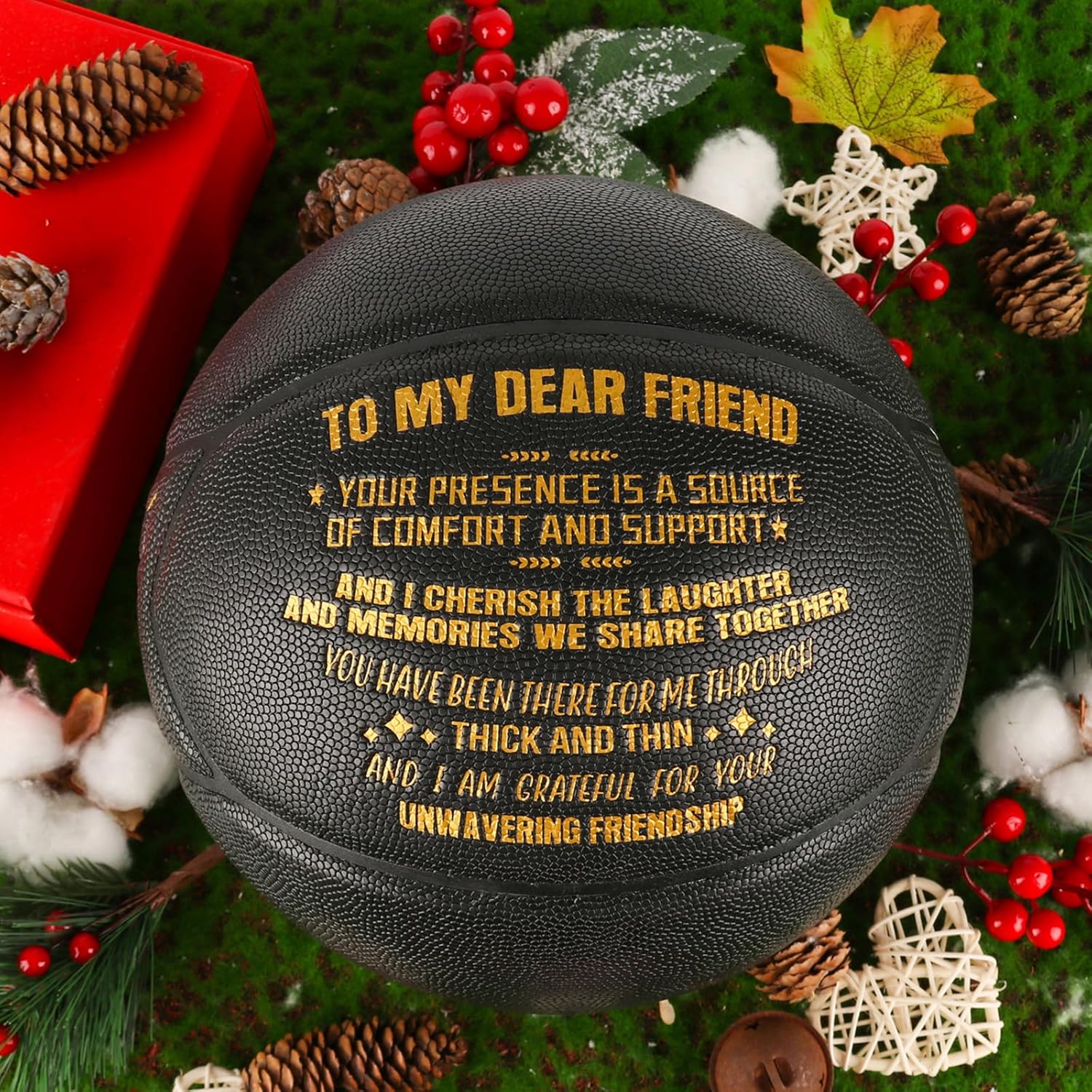 Baloncesto negro grabado de 29.5 pulgadas, regalo ideal personalizado para sorprender a tu amigo en cumpleaños o Navidad