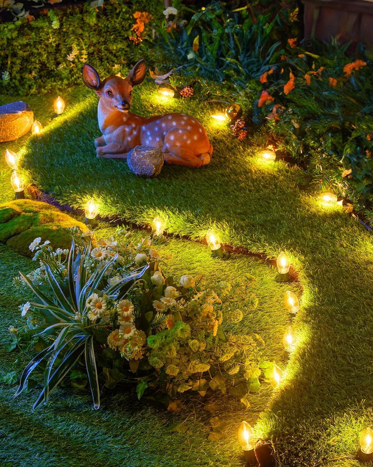 Luces LED vintage C9 de Navidad, cadena de luces C9 de 25 pies con 25 bombillas LED C9 de plástico, luces impermeables conectables al aire libre