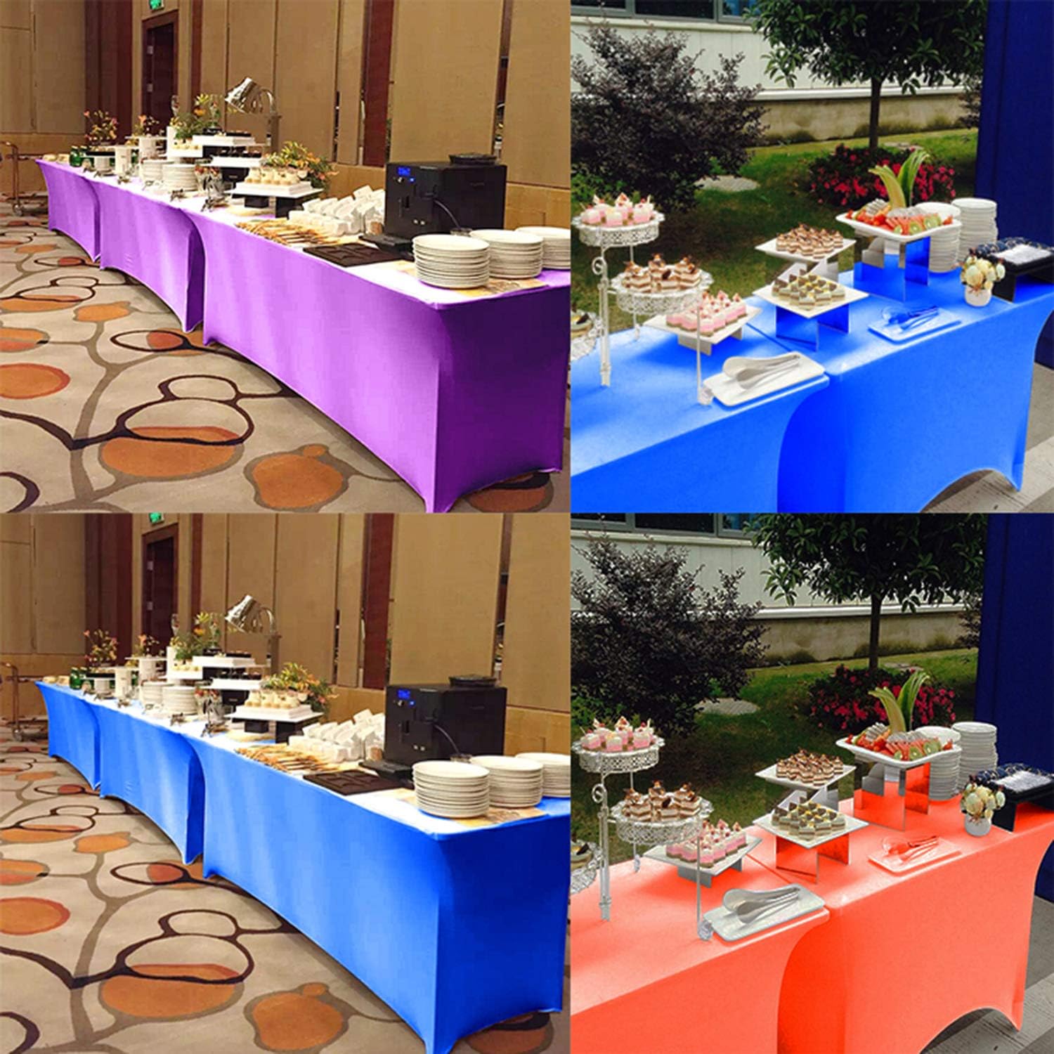 Reliancer Mantel rectangular de elastano ajustado a la mesa para fiestas al aire libre, exhibición, DJ, banquetes, comerciantes, recepción de boda,