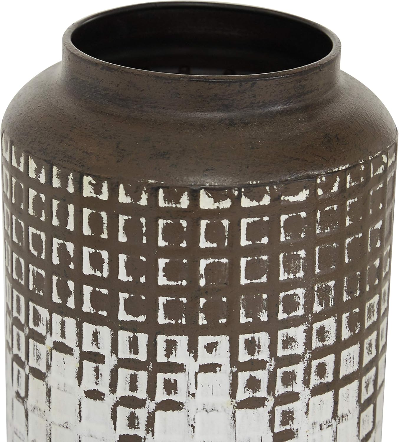 Deco 79 Jarrón de metal degradado, juego de 2 6 pulgadas de ancho, 11 pulgadas de alto, marrón oscuro