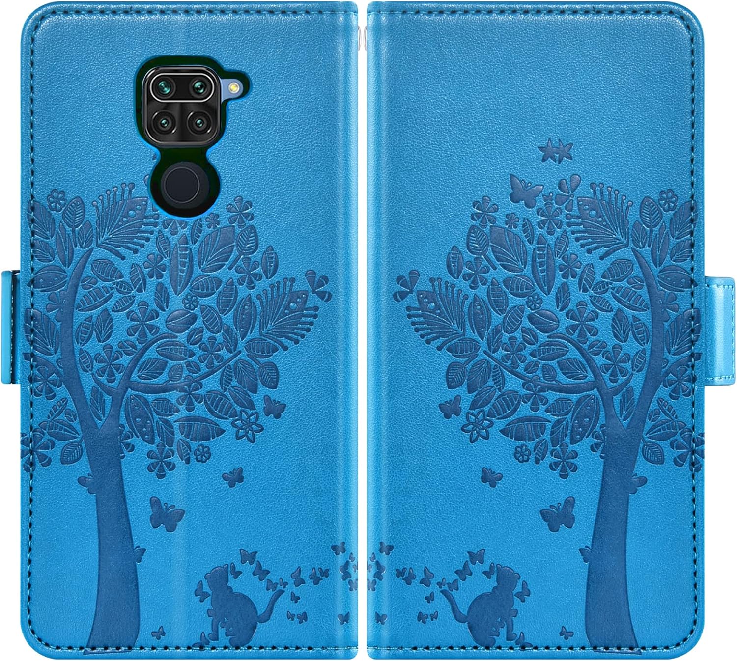 Asuwish Compatible con Xiaomi Redmi Note 9  Redmi 10X 4G Funda tipo cartera y protector de pantalla de vidrio templado con correa de muñeca con tapa