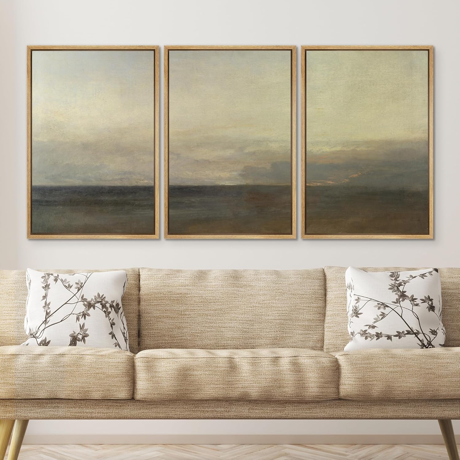SIGNWIN Lienzo enmarcado para pared, juego de pintura con trazos de paisaje marino, patrones de ilustraciones modernas, bohemio, relajante,