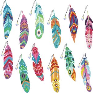 12 marcapáginas de pintura de diamantes de imitación DIY con colgante de cristal para manualidades principiantes 12 marcapáginas de pintura de diamantes de imitación DIY con colgante de cristal para manualidades principiantes