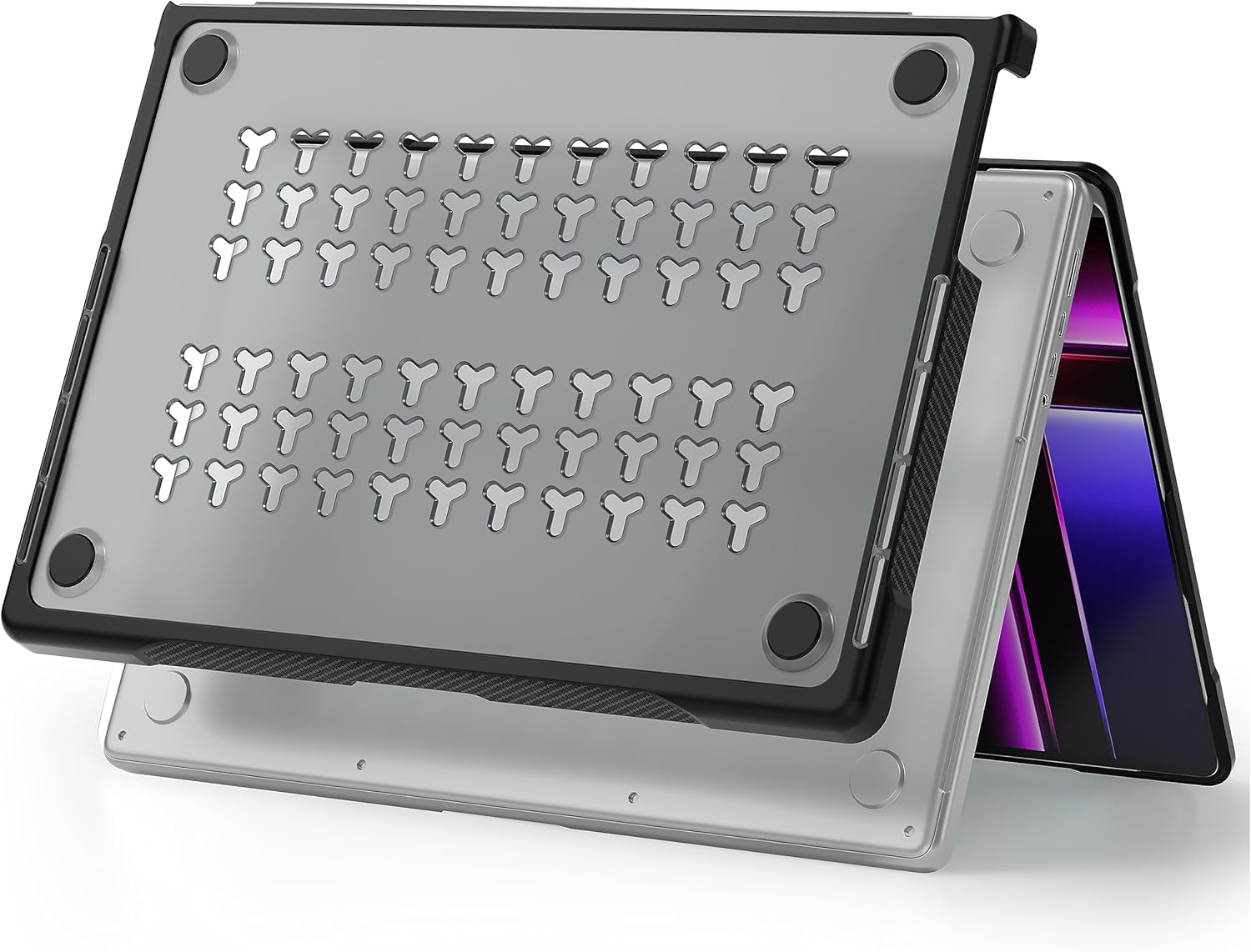 Batianda Funda de protección definitiva para MacBook Pro 14 2021 2023 modelo A2442A2779, bordes de fibra de carbono mate, a prueba de golpes,