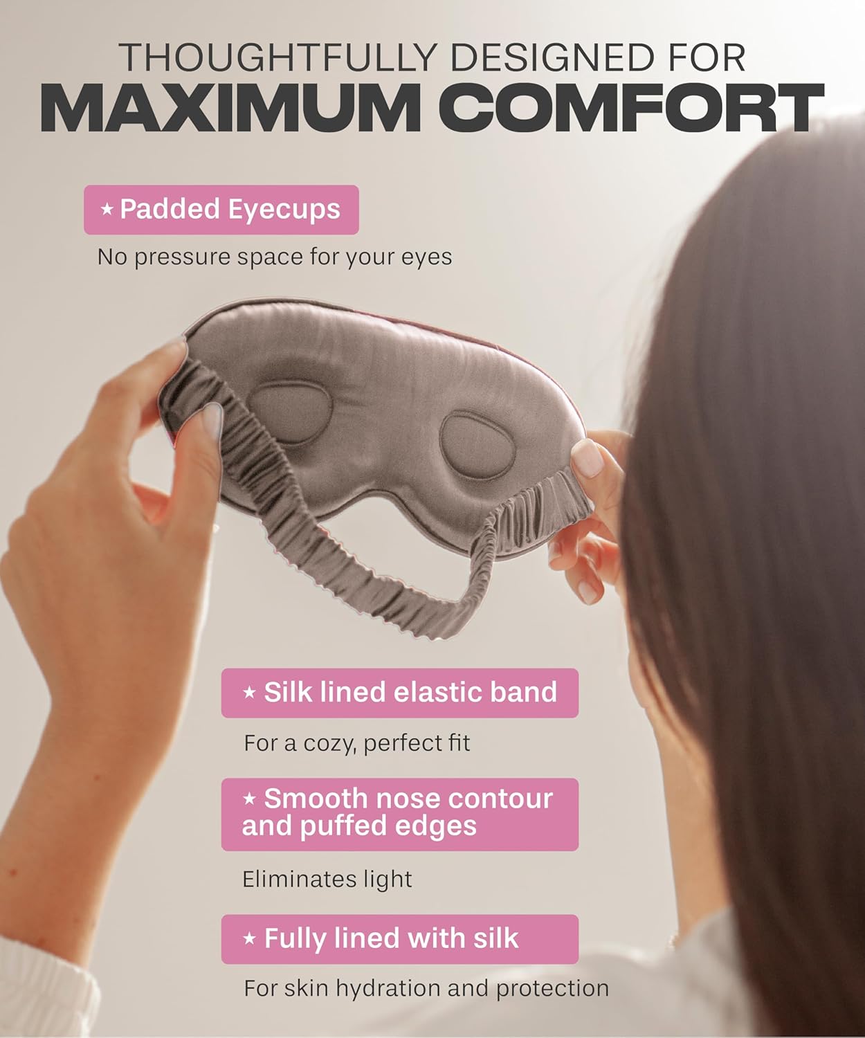 Colorado Home Co Máscara para dormir, máscara de ojos de seda para dormir, máscara de ojos de extensión de pestañas para dormir, máscara de sueño de